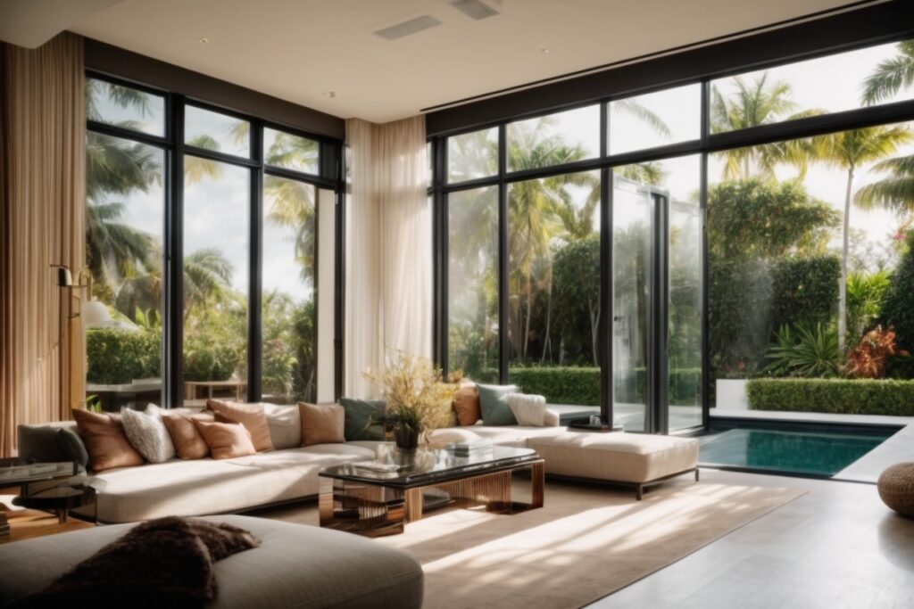 Miami home interior with solar window film installed, reducing sunlight glare