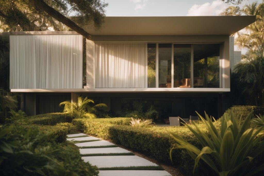 Miami home with heat control window film reflecting sunlight