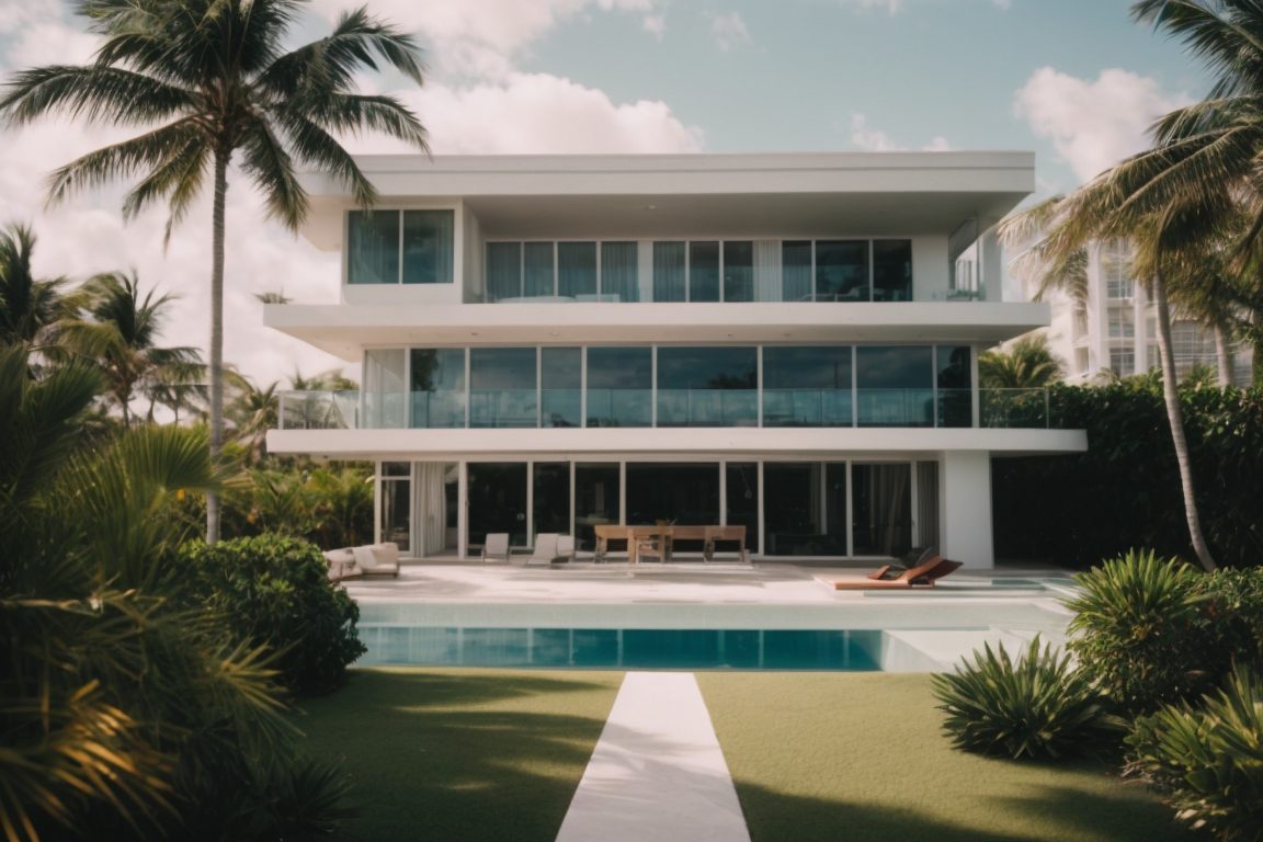 Miami beach-facing home with opaque windows and natural light