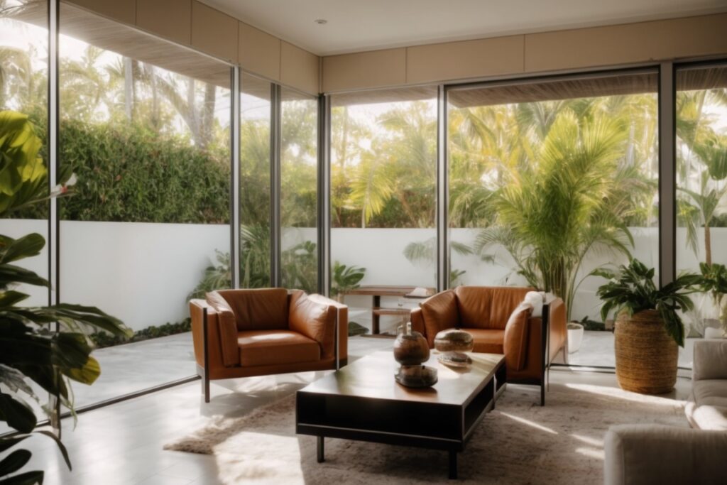 Miami home interior with sunlight filtering through heat reduction window film
