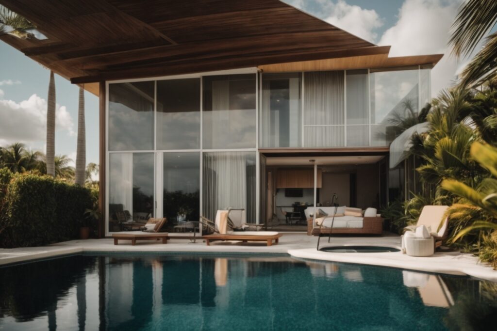 Miami home with sun control window film protecting interior from sunlight