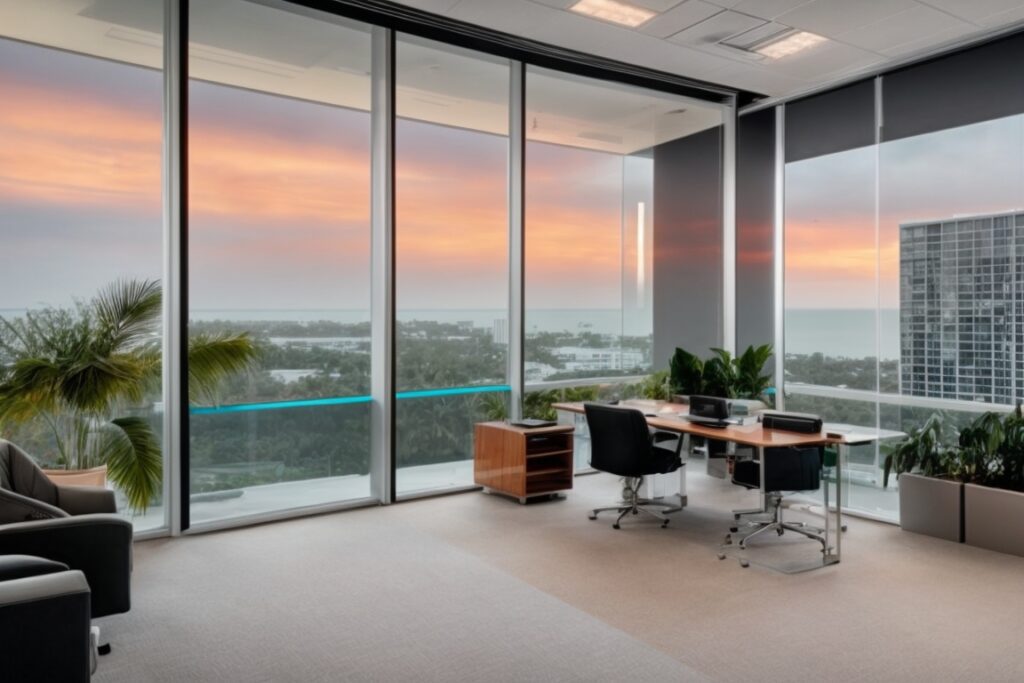 Miami office interior with spectrally selective window film installed