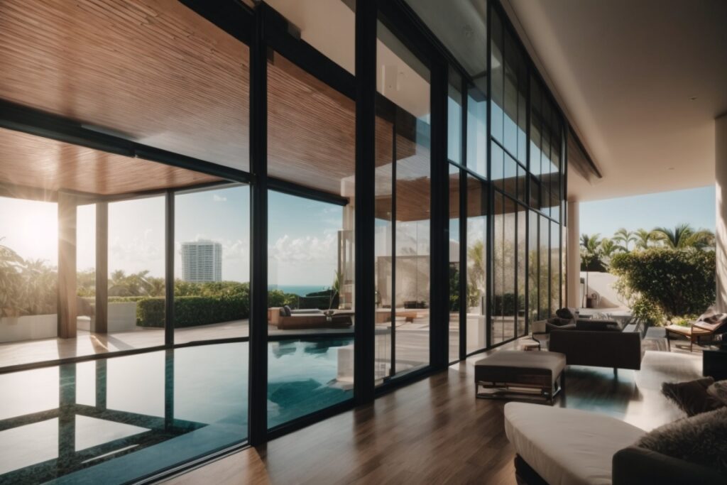 Modern home in Miami with solar window film