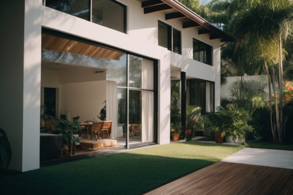 Miami home with energy-saving window films reflecting sunlight