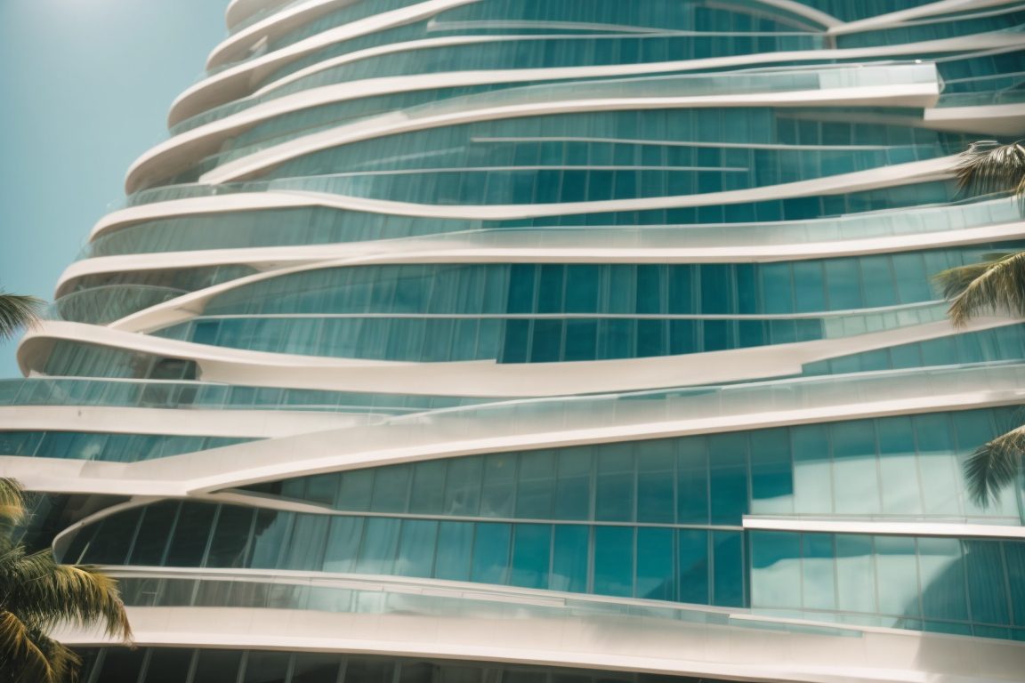 Miami high-rise with large windows facing sunlight, causing glare and heat inside