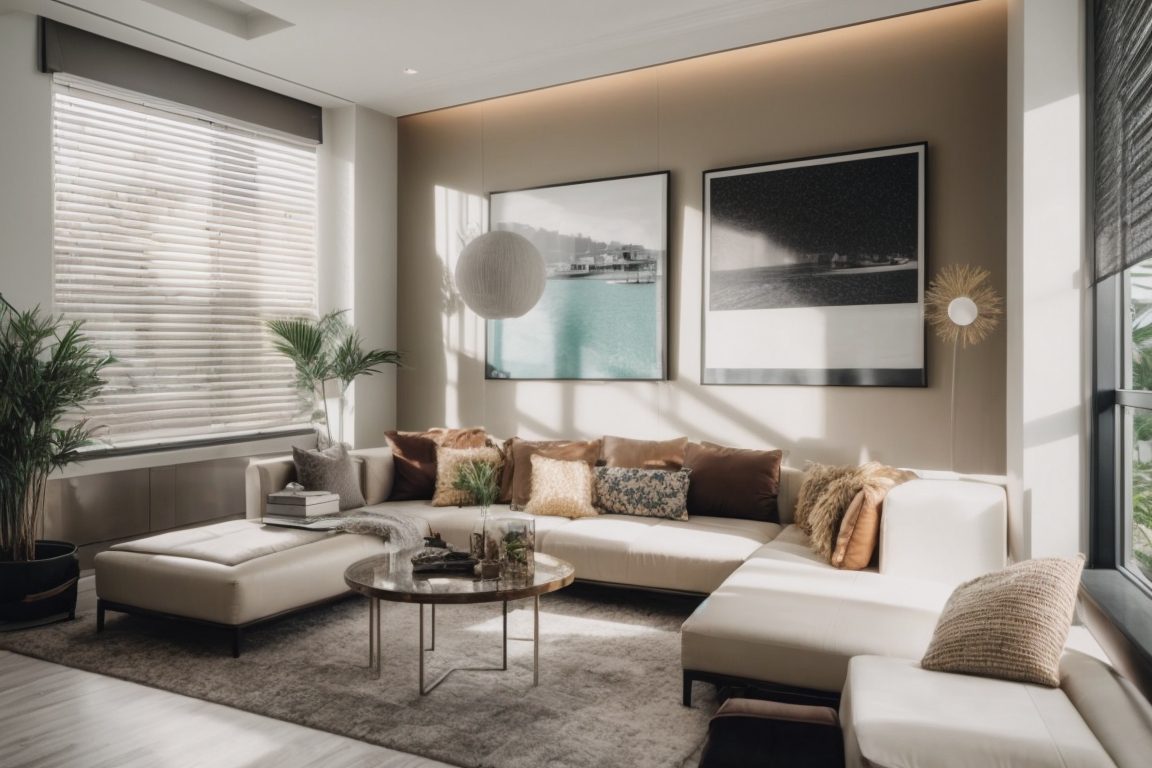 Miami home interior with opaque custom window films and stylish decor